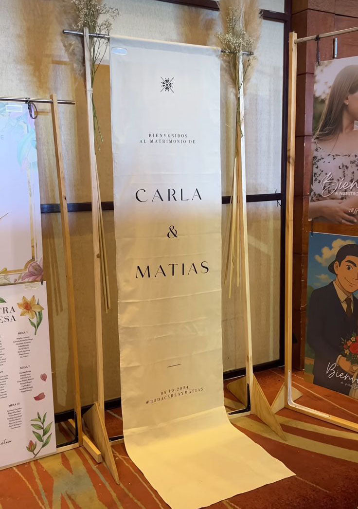 Letrero de Bienvenida en Tela Colgante 230 x 50 para Matrimonio