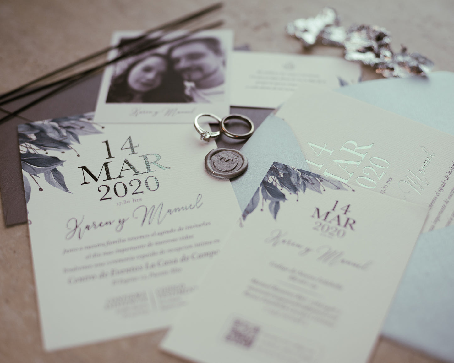 Invitación Floral Blue