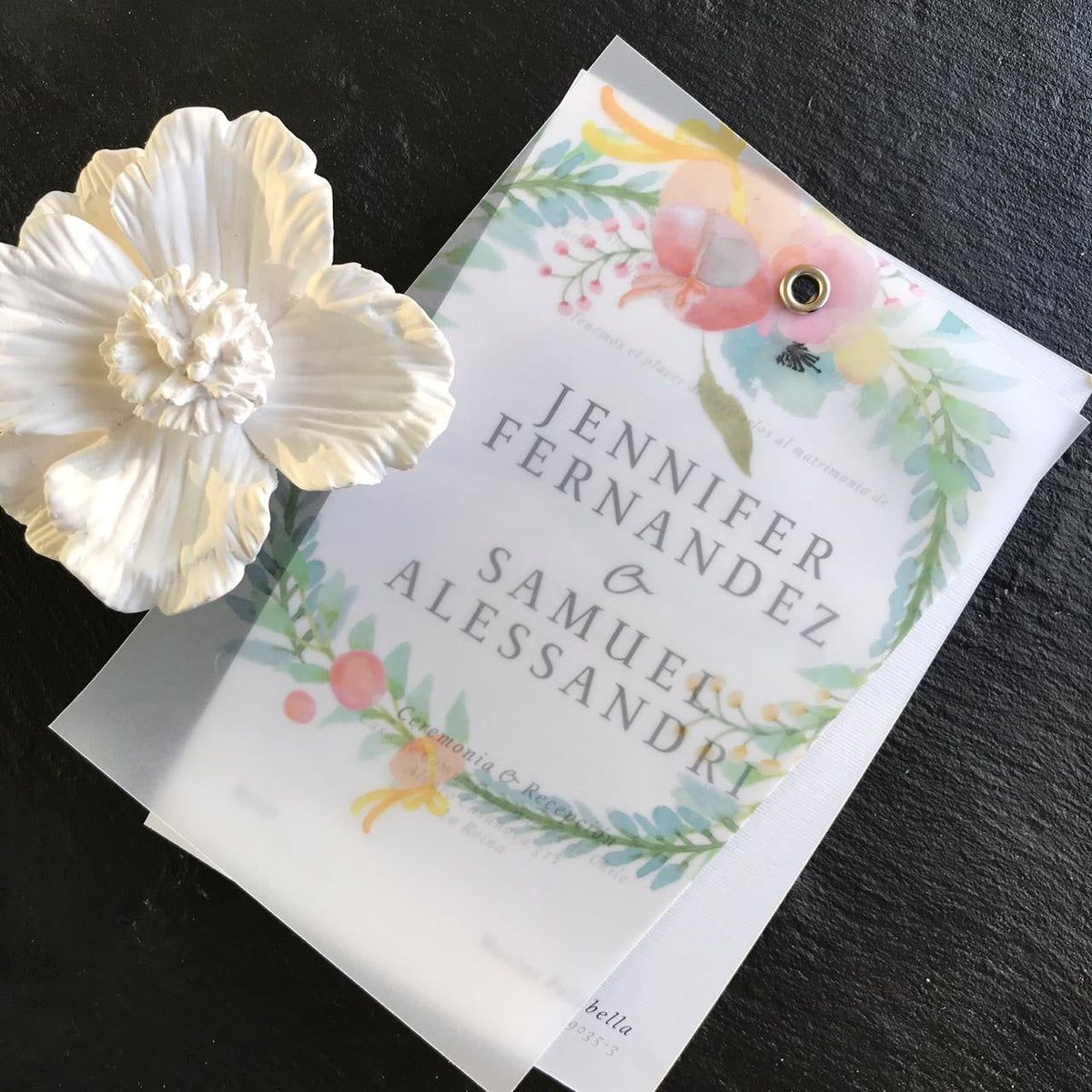 Invitación Vellum Corona de Flores