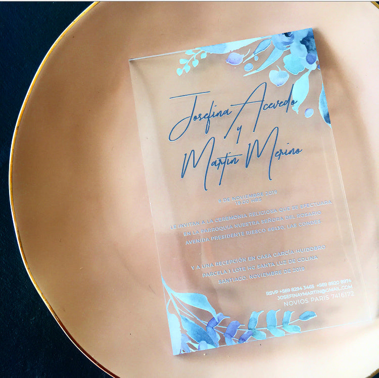 Invitación Acrílica Full Color Personalizada para Matrimonio