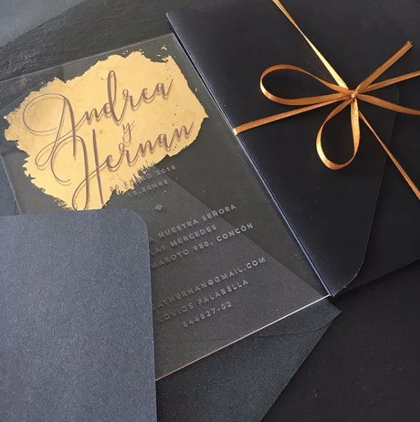 Invitación Acrílica Papel Tai Personalizada para Matrimonio