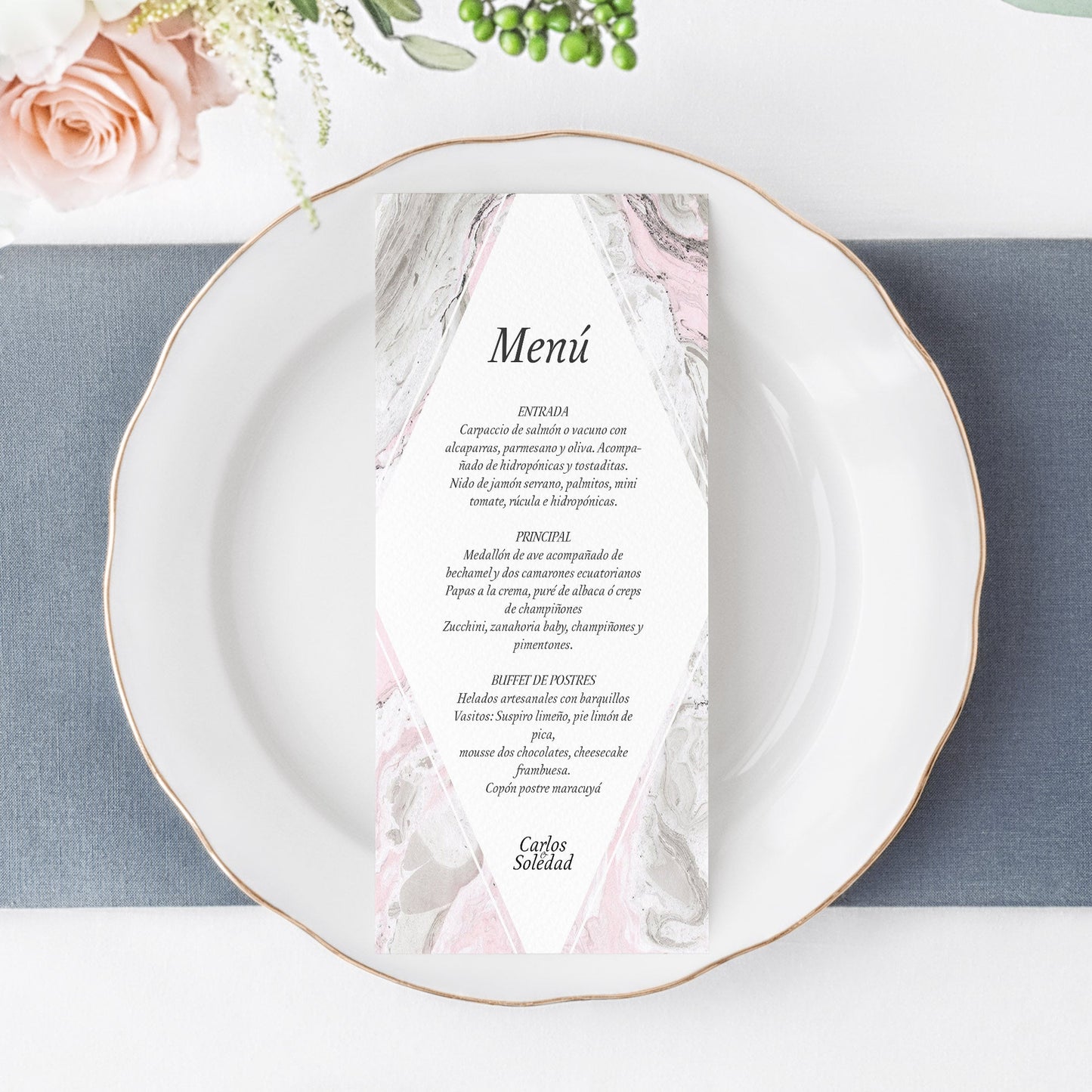 Menús de Papel Personalizados para Matrimonio y Eventos