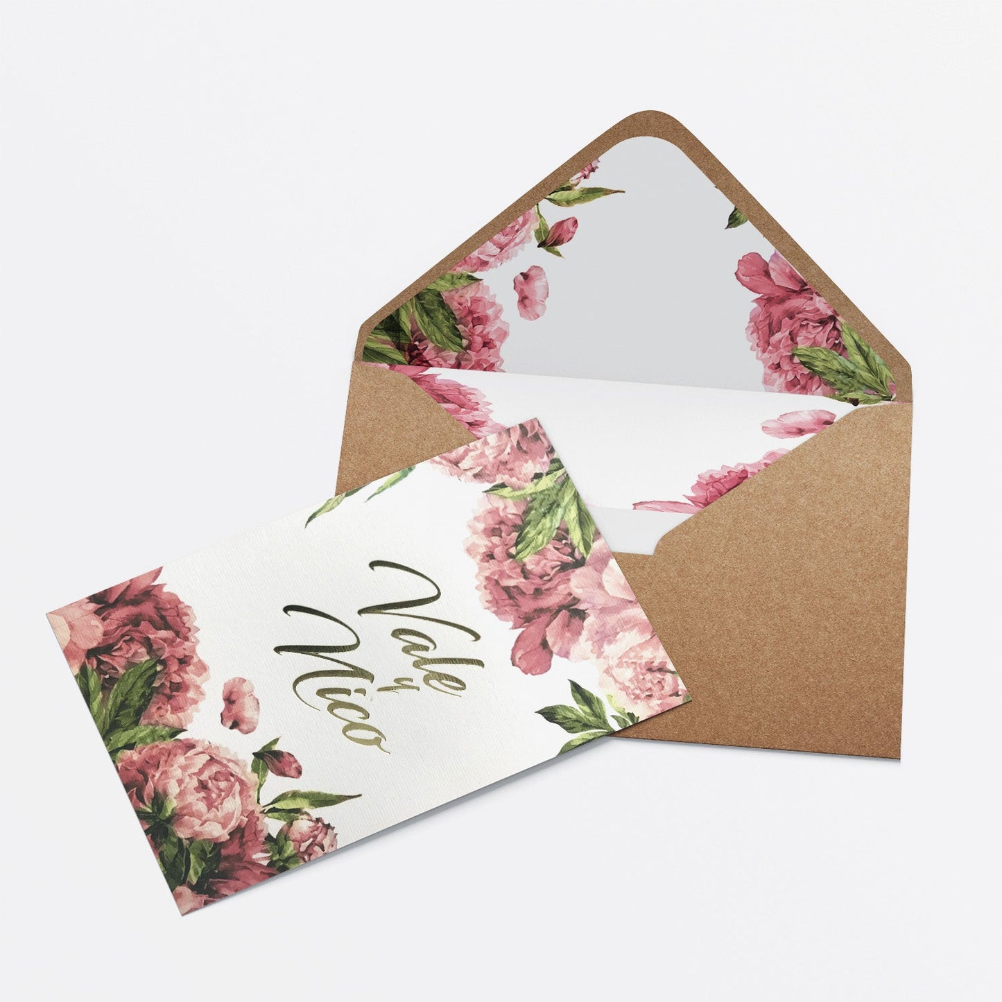 Invitación Peonia – Invitación de Matrimonio Floral Romántica Personalizable