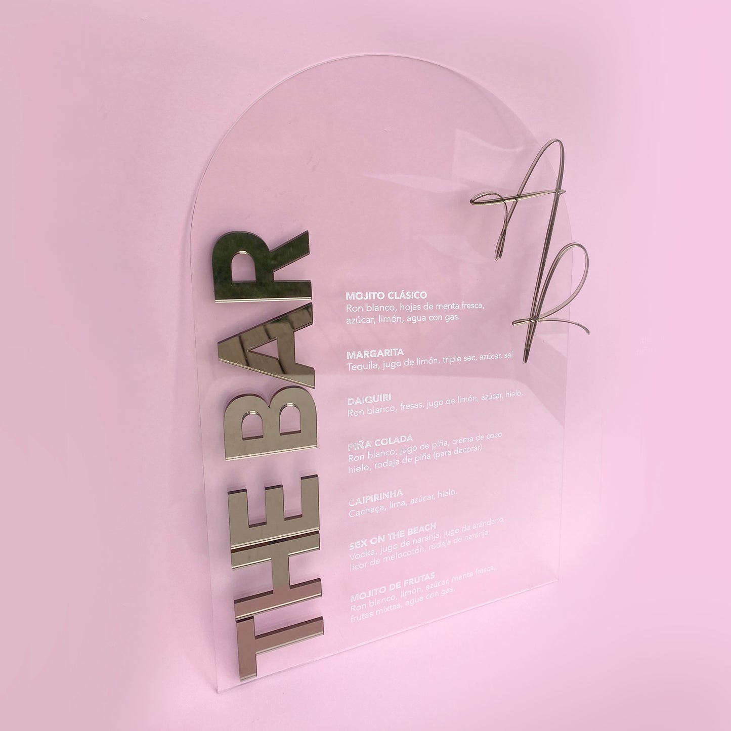 Cartel de Bar en Acrílico Transparente para Matrimonio