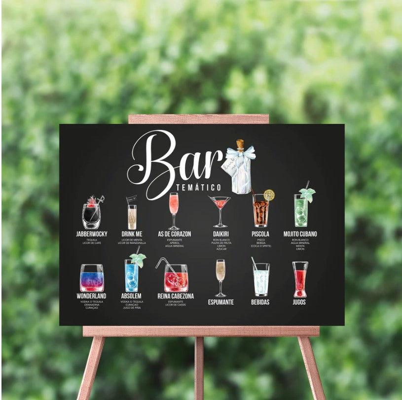 Cartel de Bar de Cartón Espuma para Matrimonio y Eventos