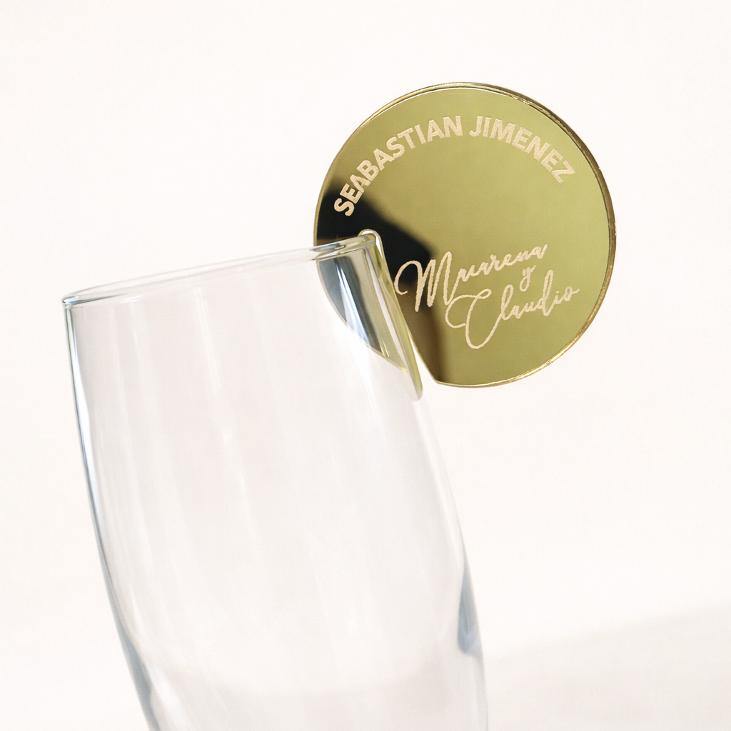 Marcador Acrílico Personalizado para Vasos y Copas de Matrimonio