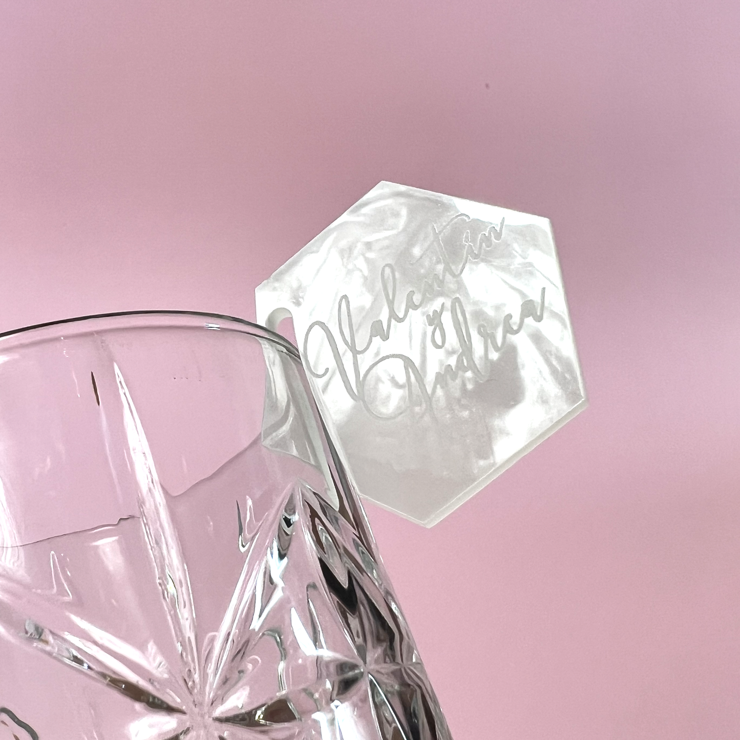 Marcador Acrílico Personalizado para Vasos y Copas de Matrimonio
