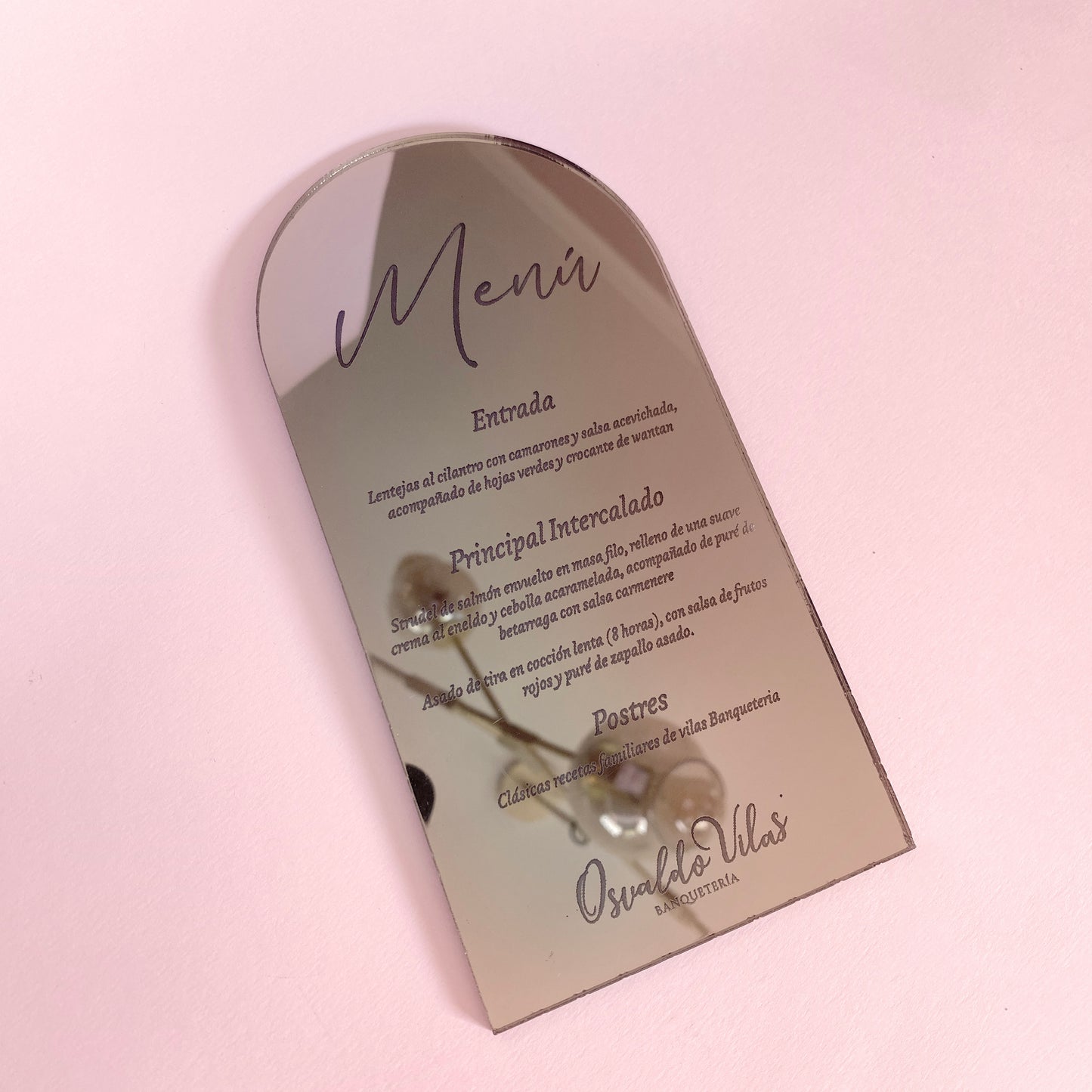 Menú en Acrílico Personalizado para Matrimonio