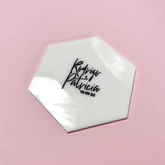 Posa Vasos Acrílicos Personalizados para Matrimonio