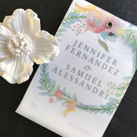 Invitación Vellum Corona de Flores