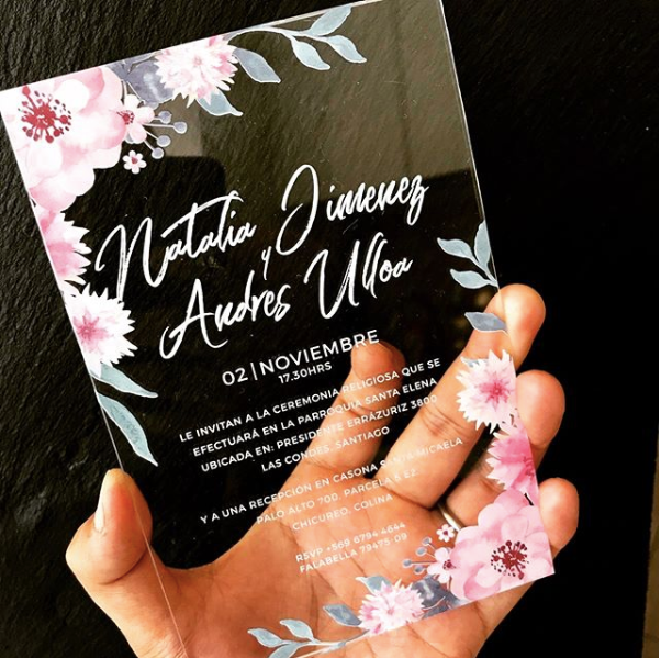 Invitación Acrílica Full Color Personalizada para Matrimonio