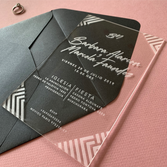 Invitación de Matrimonio Acrílico Clear | Invitación Acrílica Transparente Elegante Personalizable