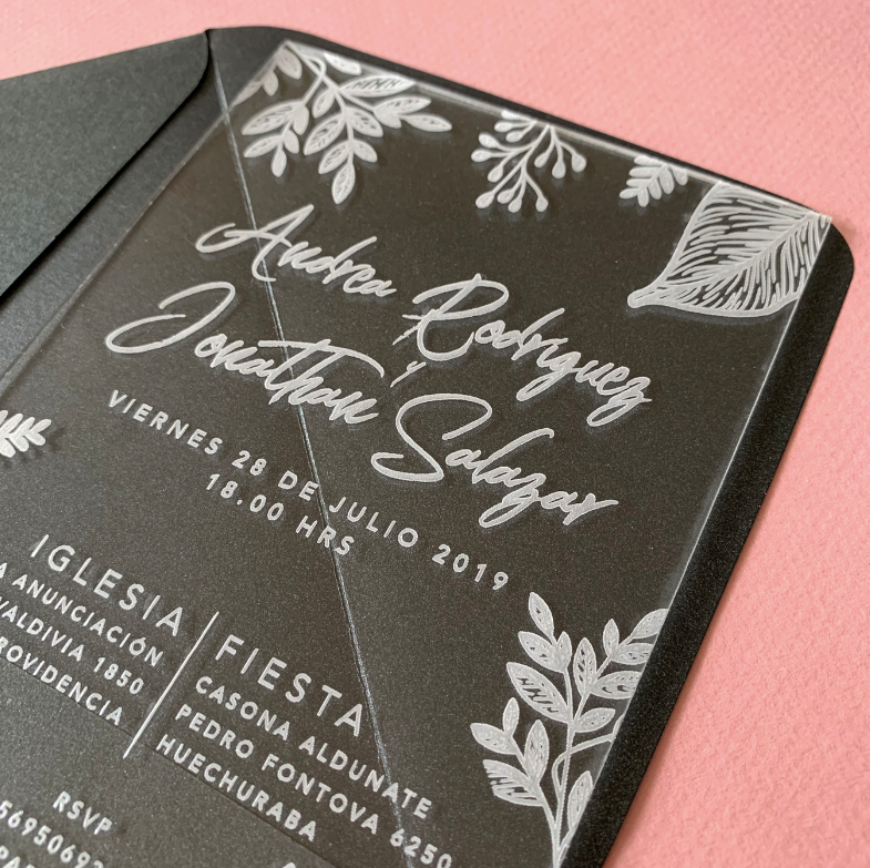 Invitación de Matrimonio Acrílico Clear | Invitación Acrílica Transparente Elegante Personalizable