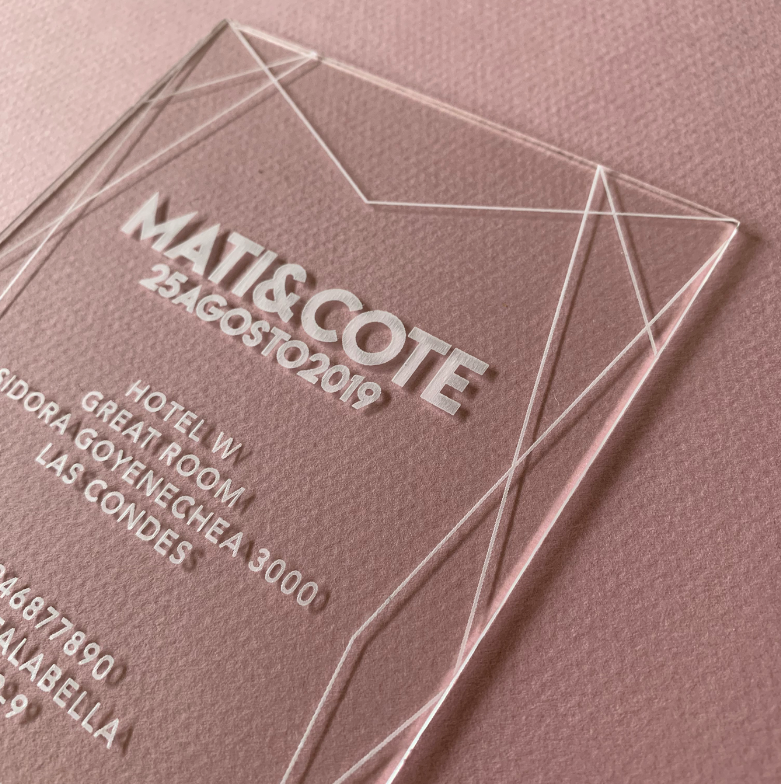 Invitación de Matrimonio Acrílico Clear | Invitación Acrílica Transparente Elegante Personalizable