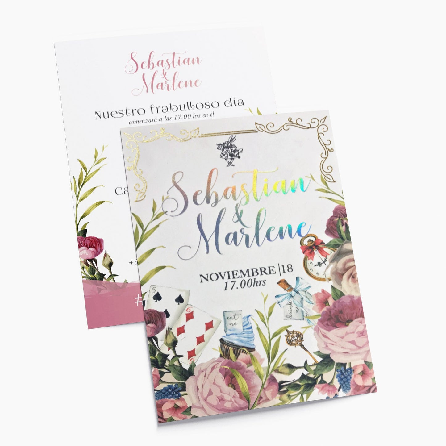 Invitación de Matrimonio Alicia en el País de las Maravillas | Invitación Temática Elegante Personalizable