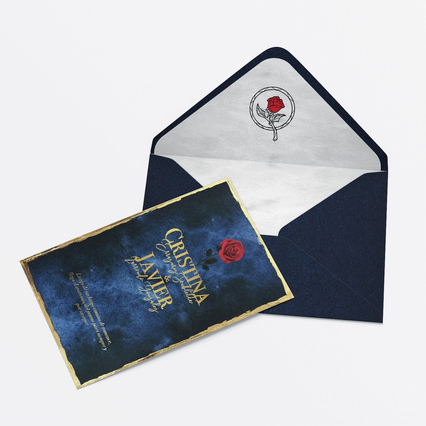 Invitación de Matrimonio Bella y Bestia | Invitación Temática Disney Elegante Personalizable