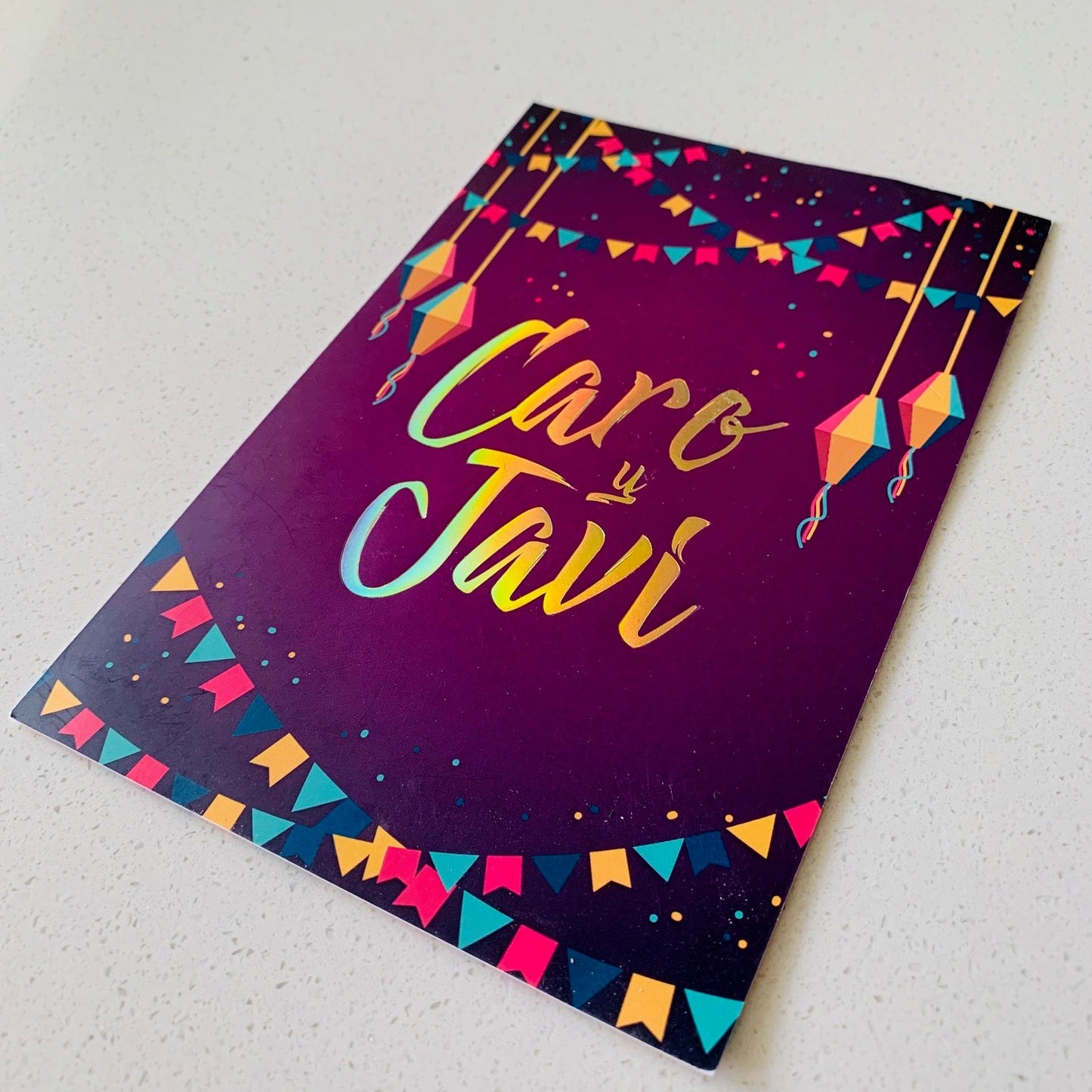 Invitación de Matrimonio Confetti | Invitación Temática Festiva y Colorida Personalizable