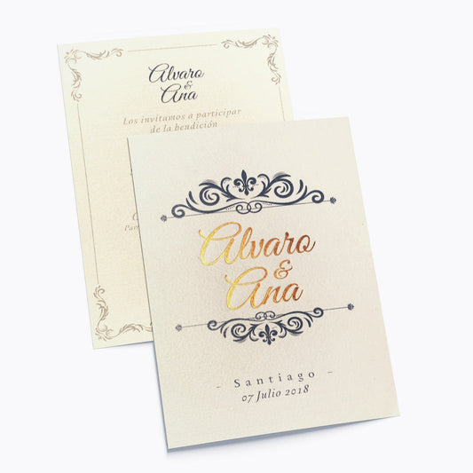 Invitación Flor de Lis – Invitación de Matrimonio Clásica Elegante Personalizable