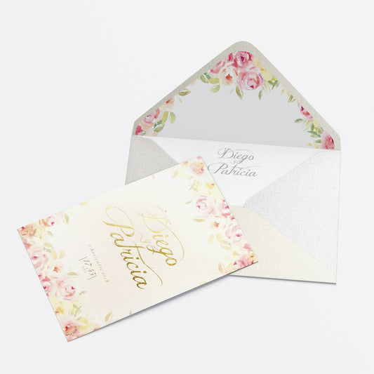 Invitación Jardín de Flores – Invitación de Matrimonio Floral Romántica Personalizable