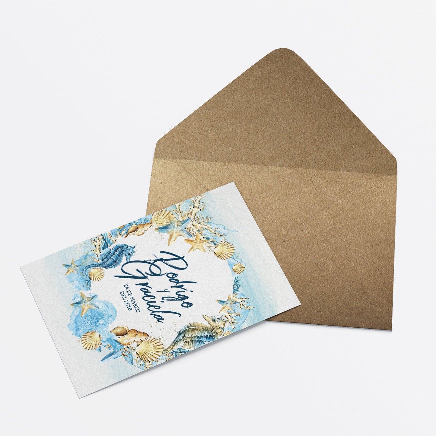 Invitación de Matrimonio Marino | Invitación Temática Natural Inspirada en el Mar