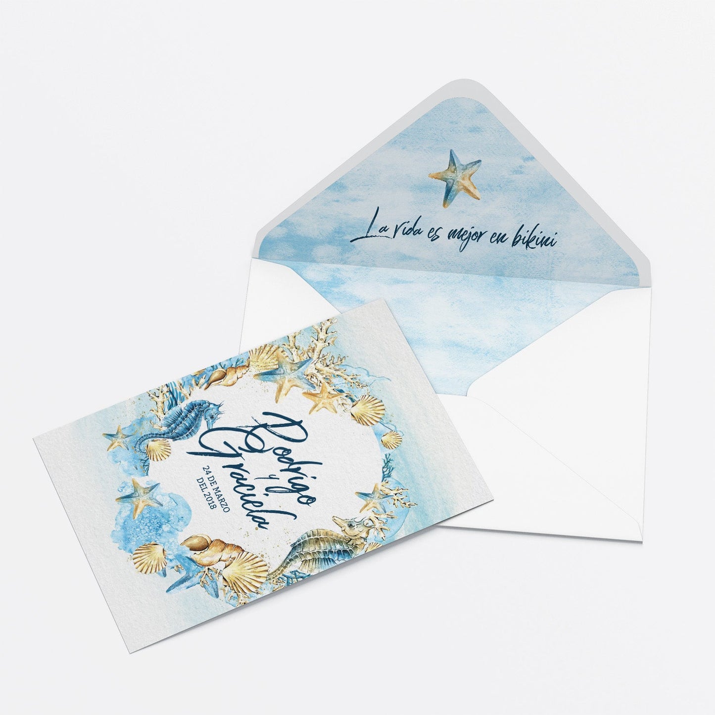 Invitación de Matrimonio Marino | Invitación Temática Natural Inspirada en el Mar
