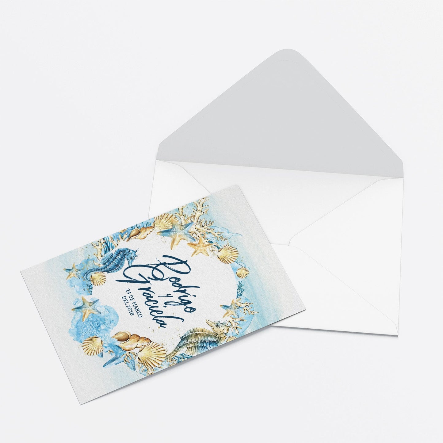 Invitación de Matrimonio Marino | Invitación Temática Natural Inspirada en el Mar