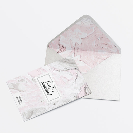 Invitación Marmolado Rosa – Invitación de Matrimonio Elegante y Moderna