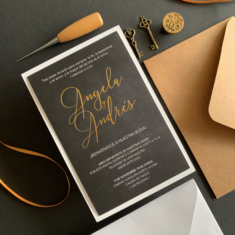 Invitación Pizarra – Invitación de Matrimonio Estilo Pizarra Elegante Personalizable