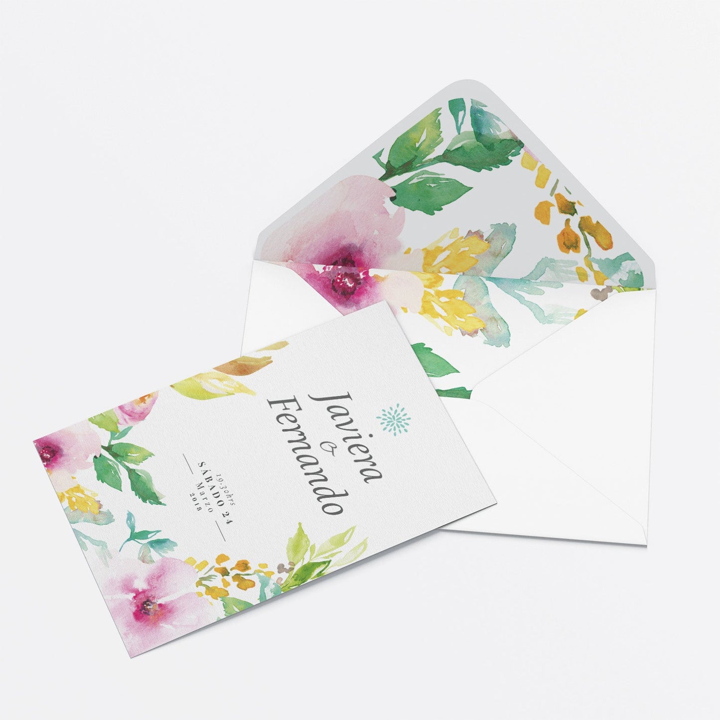 Invitación Primavera – Invitación de Matrimonio Floral Acuarelada Personalizable