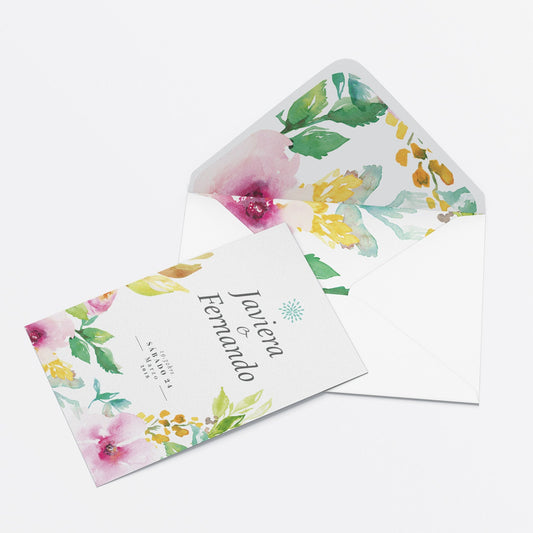 Invitación Primavera – Invitación de Matrimonio Floral Acuarelada Personalizable