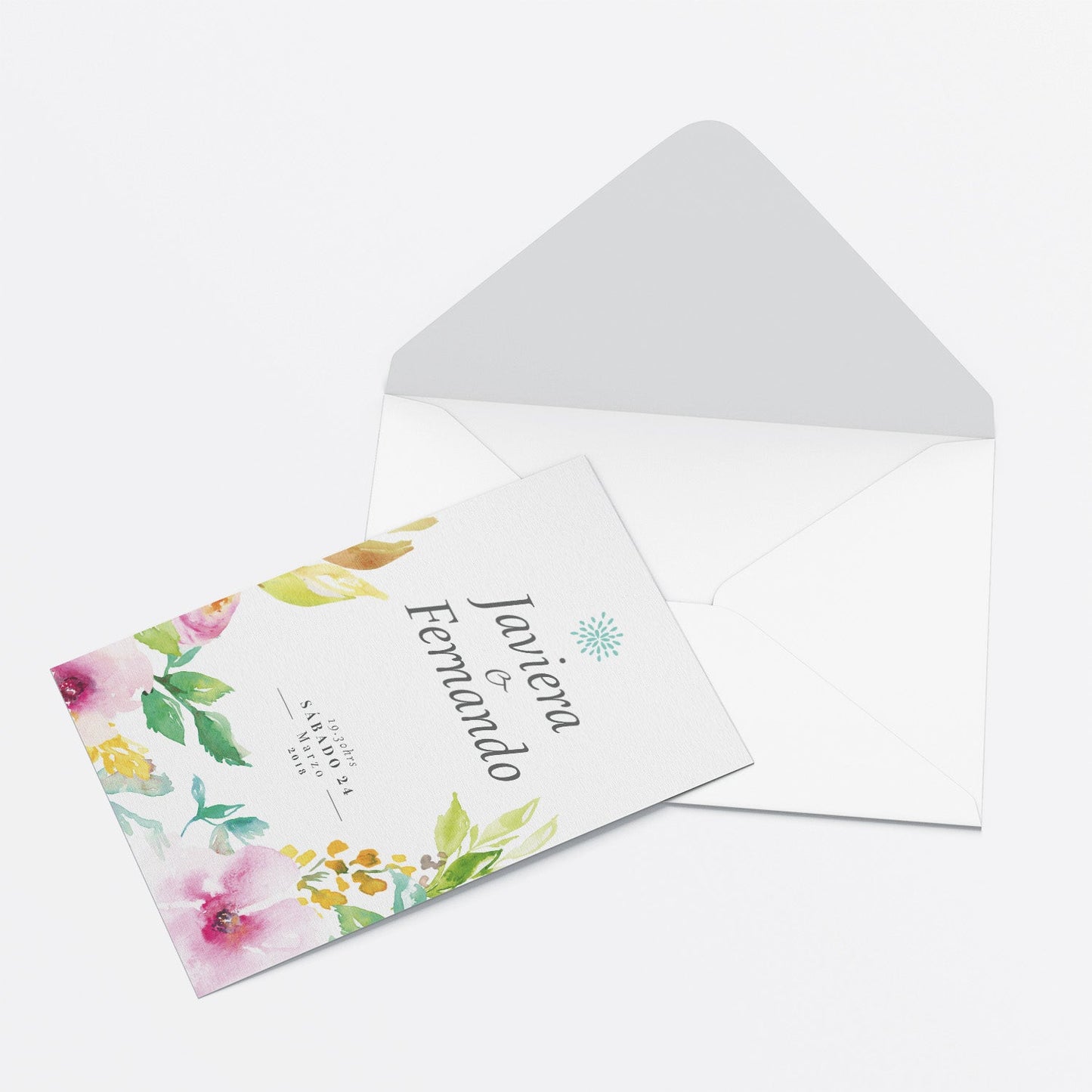 Invitación Primavera – Invitación de Matrimonio Floral Acuarelada Personalizable