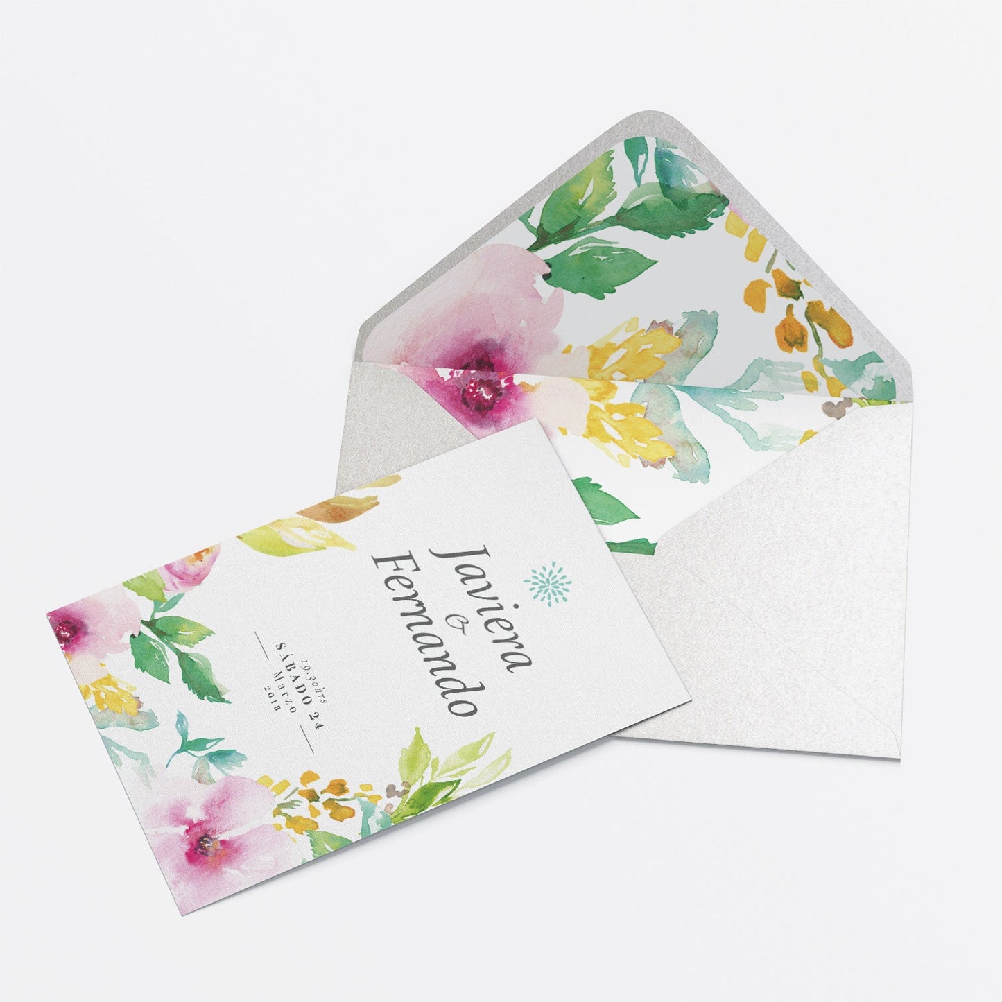 Invitación Primavera – Invitación de Matrimonio Floral Acuarelada Personalizable