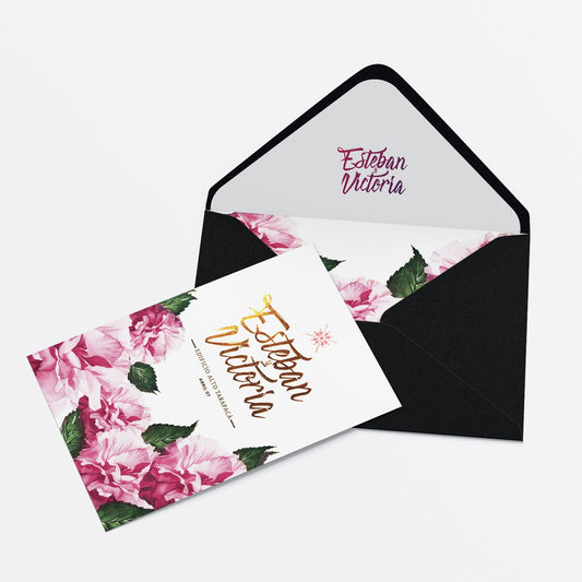 Invitación Rosal – Invitación de Matrimonio Floral Romántica Personalizable