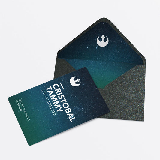 Invitación de Matrimonio Star Wars | Invitación Temática Galáctica Personalizable