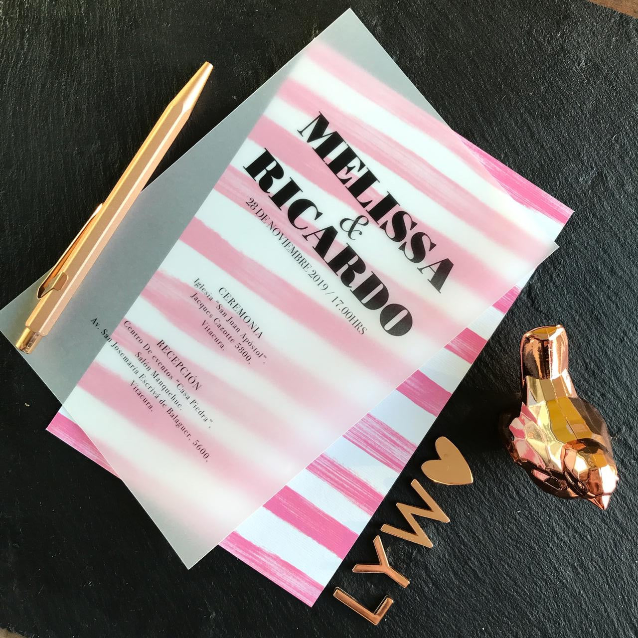 Invitación Vellum Stripes – Invitación de Matrimonio Vellum Elegante y Minimalista
