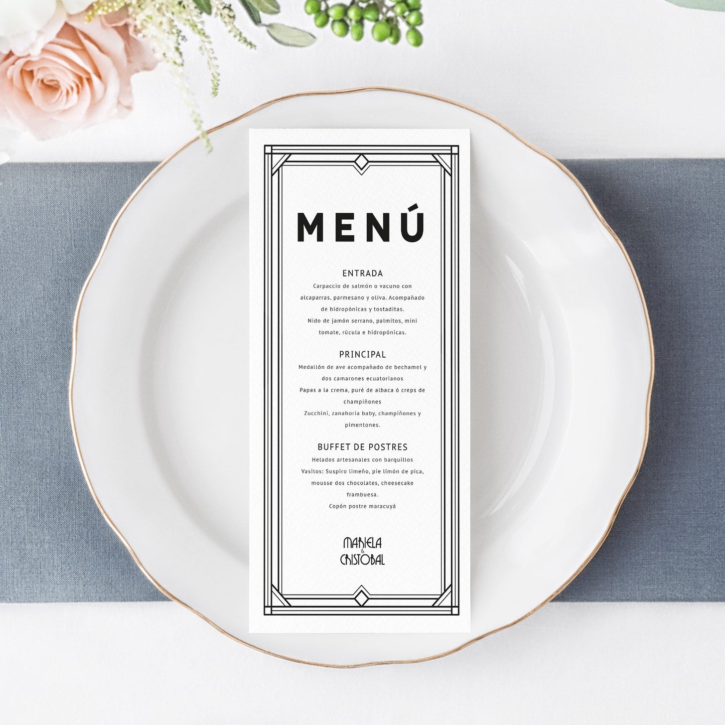 Menús de Papel Personalizados para Matrimonio y Eventos