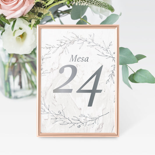 Tarjetón Número de Mesa Personalizado para Matrimonio